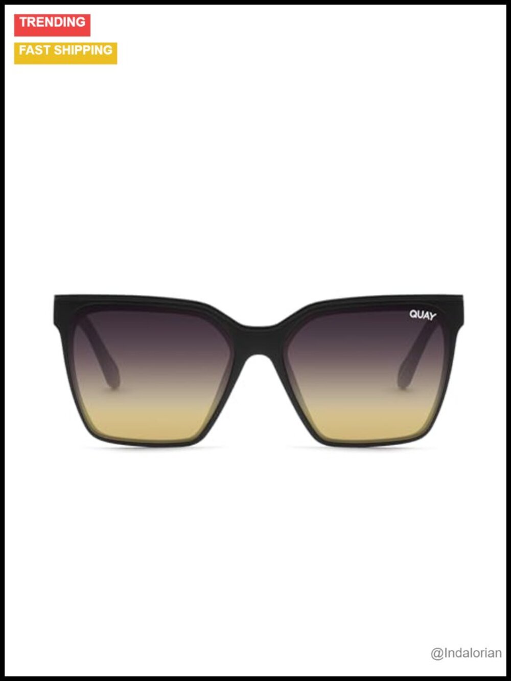 Square Sunglasses with Metal Brow Bar UV400 Protection